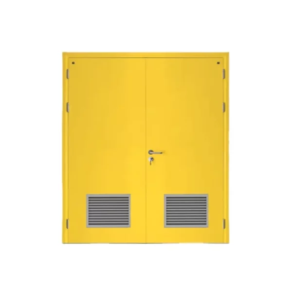 Fire-door-SFFECO-Cold-rolled-steel-with-Bottom-Louver-Model-SF-DD-Double-Door-leaf-size-1900×1950-mm-Color-Yellow-600x600