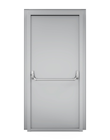 Emergency Exit Door isolated on white background. 3D render