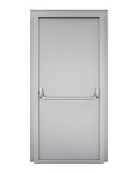 Emergency Exit Door isolated on white background. 3D render
